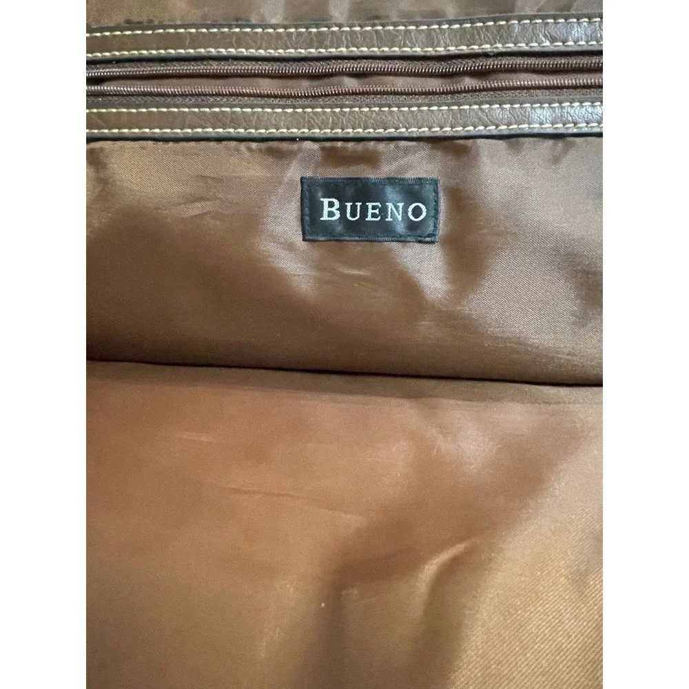 Bueno Brown Faux Leather Laptop Bag Briefcase Professional Work Bag 15 Inch